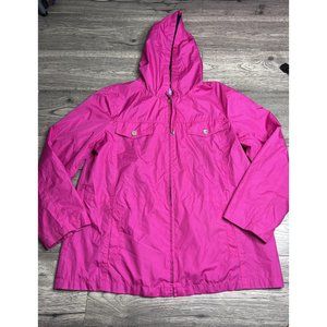 Laura Scott Field Jacket Womens Size XL Full Zip Button dark pink Cinch Waist